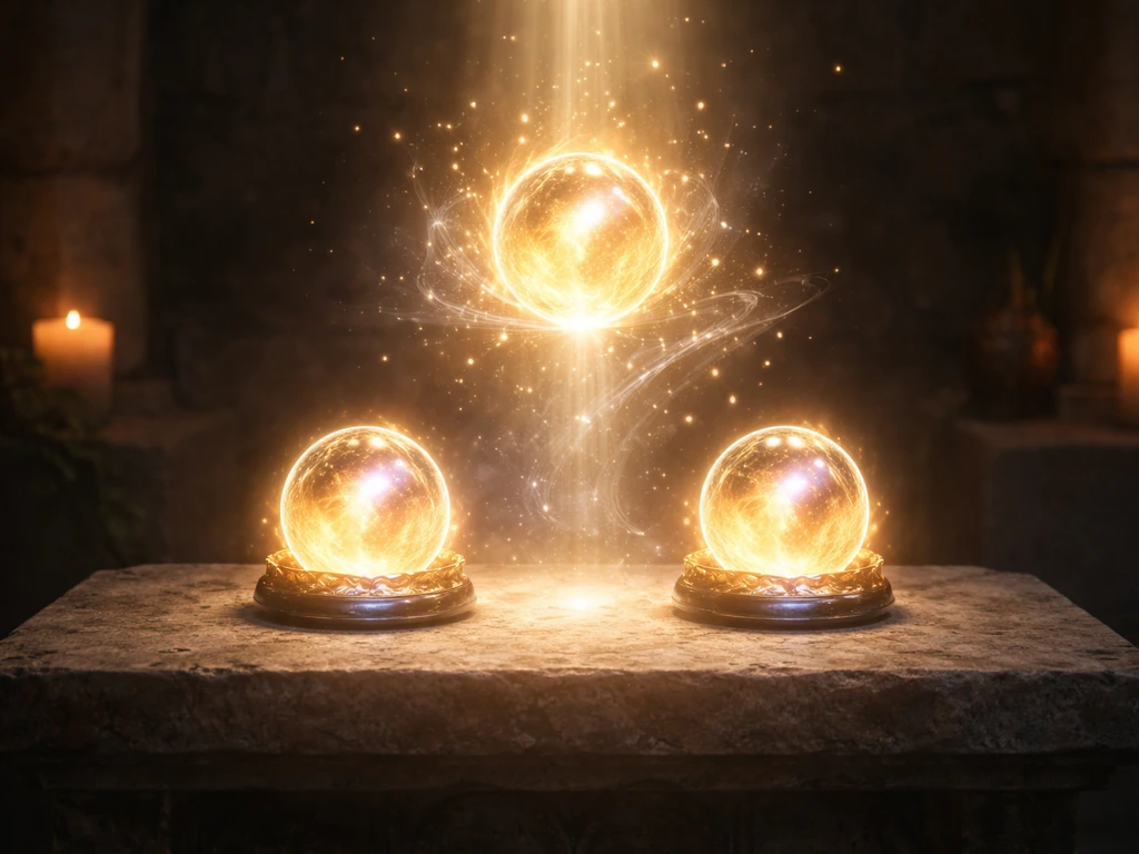 Two similar glowing pet orbs on a stone altar fuse into a brighter higher-tier orb at a Pet Altar.