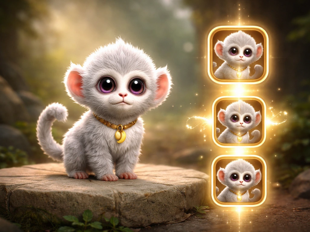 In-game style view of a Silver Monkey pet with stacked pet icons suggesting stacking in a simple minimal scene.